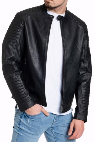 Jack jones lederjacke biker - &,
